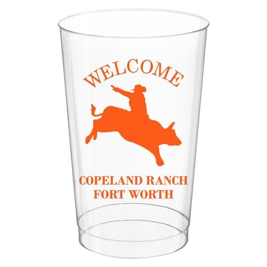 Bull Rider Silhouette Clear Plastic Cups